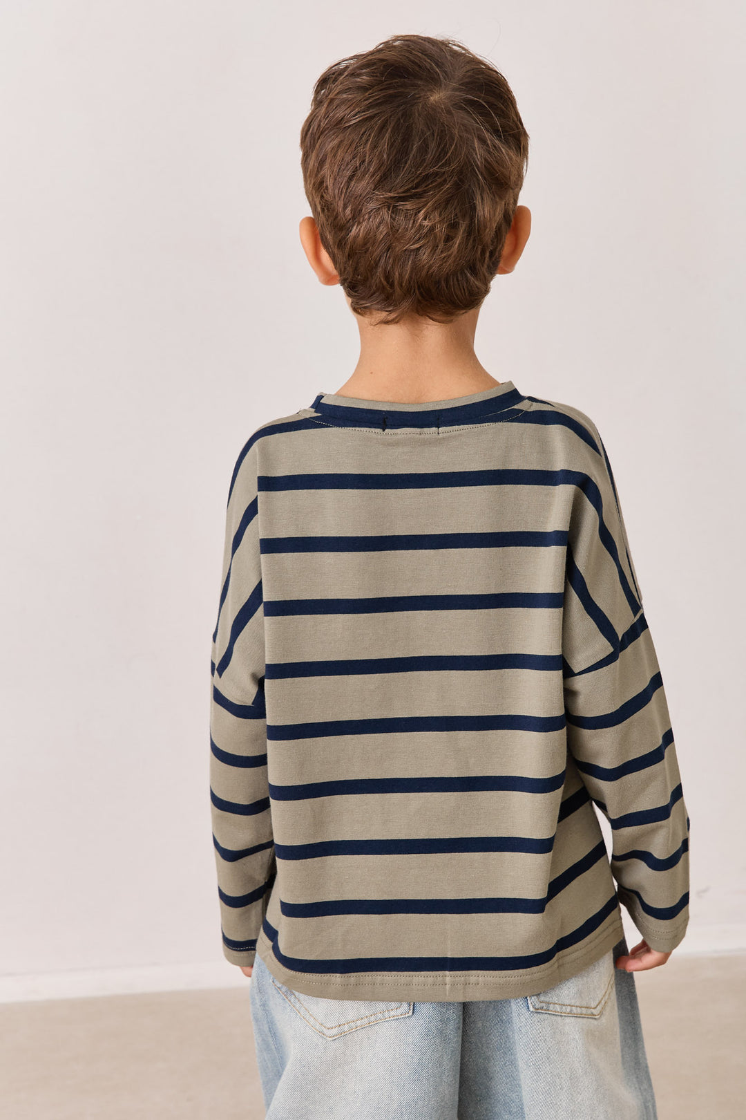 טי שירט פסים שרוול ארוך | ירוק/שחור