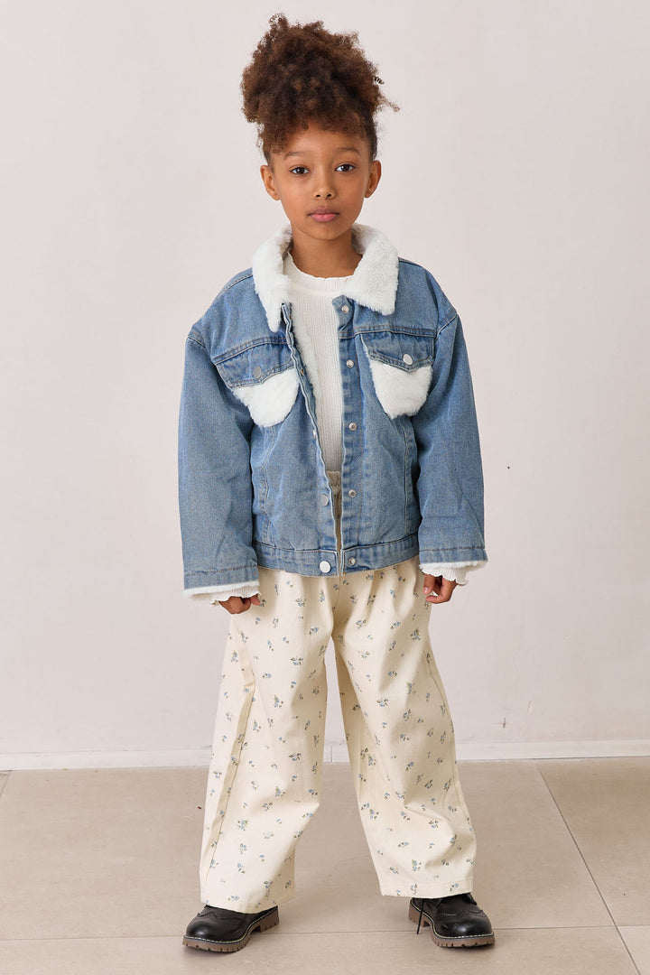 ג'קט דנים בשילוב פרווה | כחול