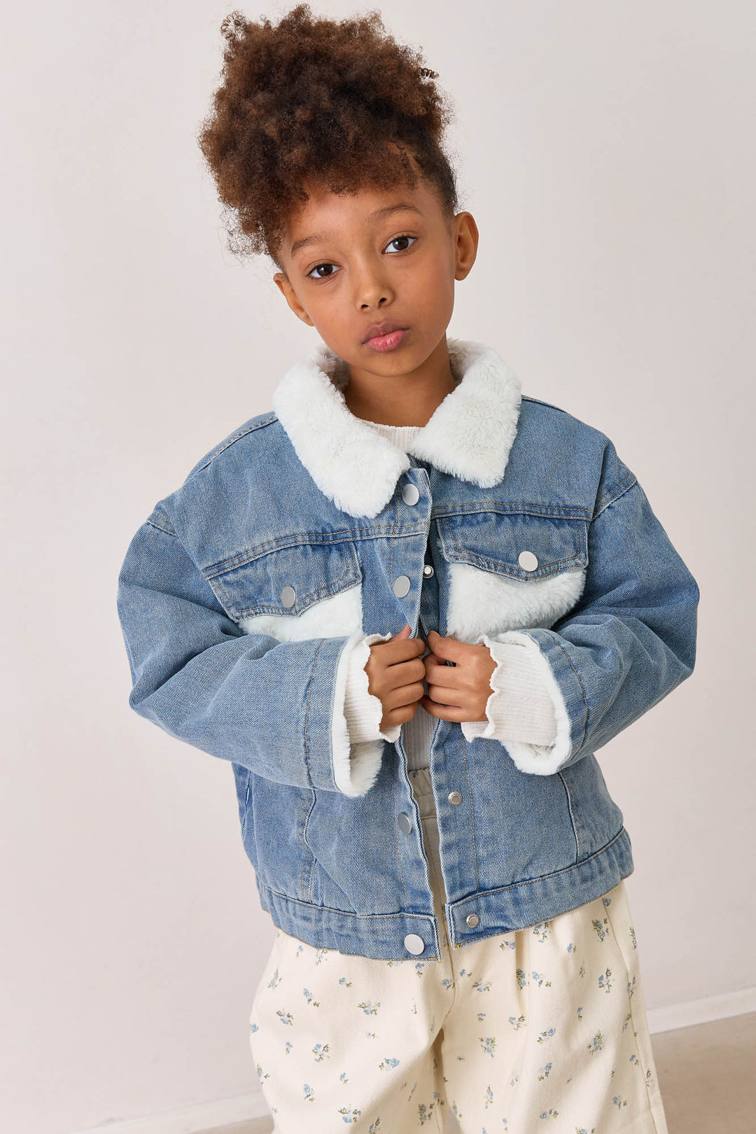 ג'קט דנים בשילוב פרווה | כחול