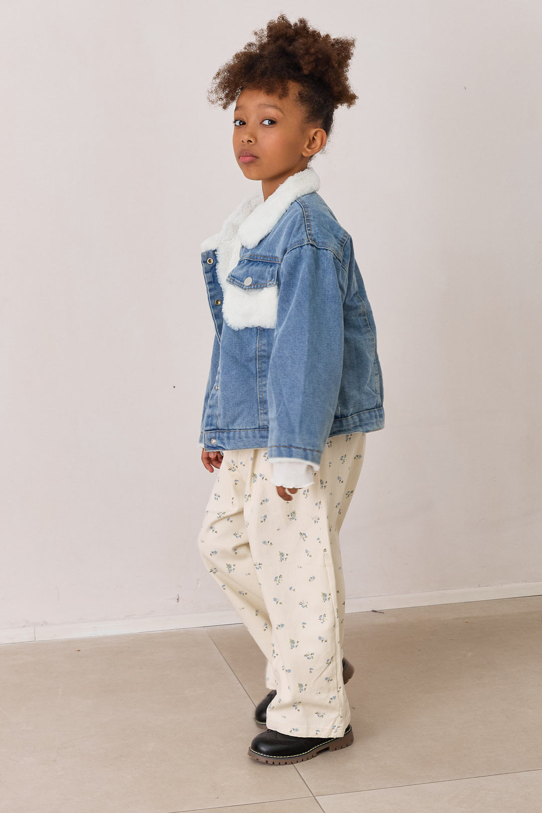 ג'קט דנים בשילוב פרווה | כחול