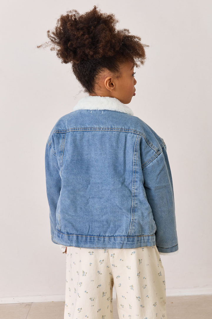 ג'קט דנים בשילוב פרווה | כחול