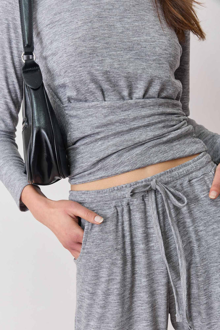 חולצת ריב מייקי קשירת מותן | אפור