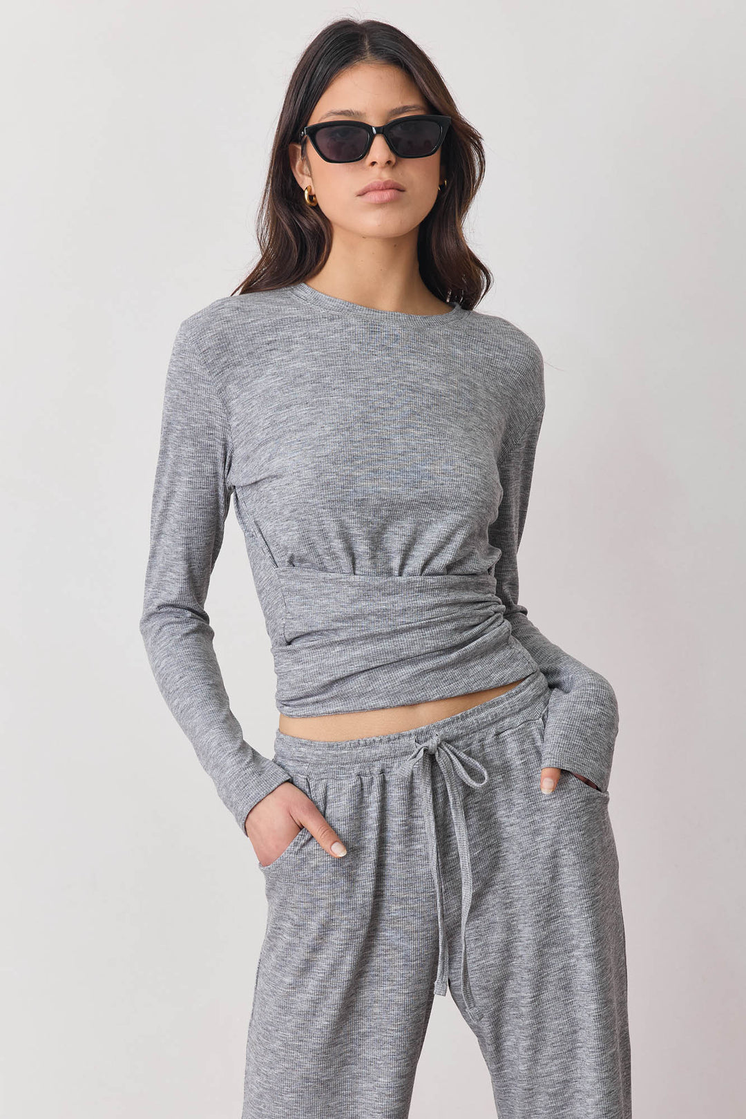 חולצת ריב מייקי קשירת מותן | אפור