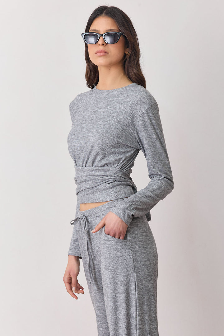 חולצת ריב מייקי קשירת מותן | אפור