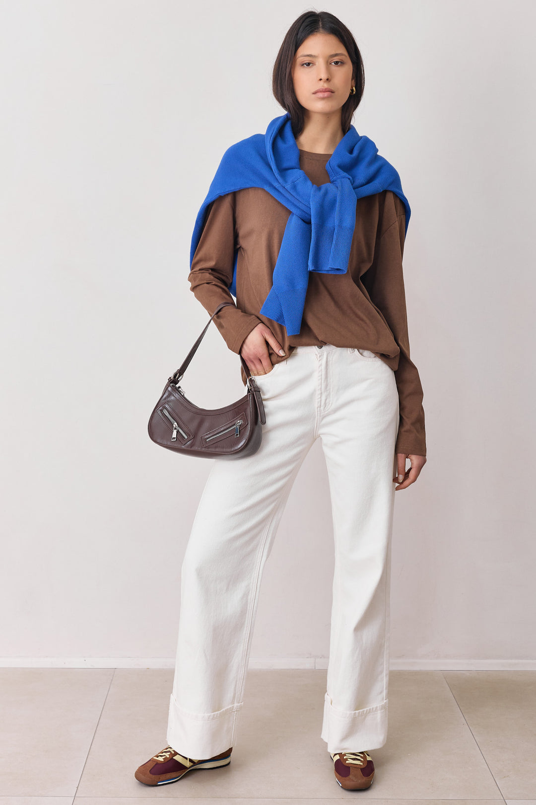 טי שירט בייסיק מדיסון שרוול ארוך | חום