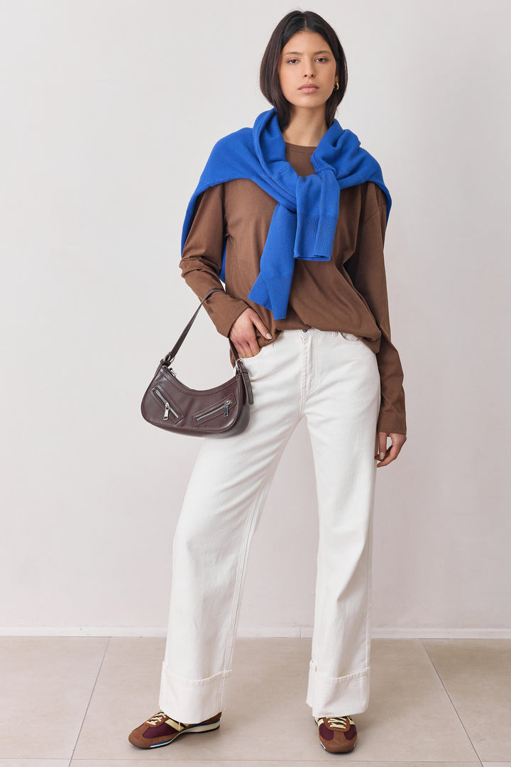 טי שירט בייסיק מדיסון שרוול ארוך | חום