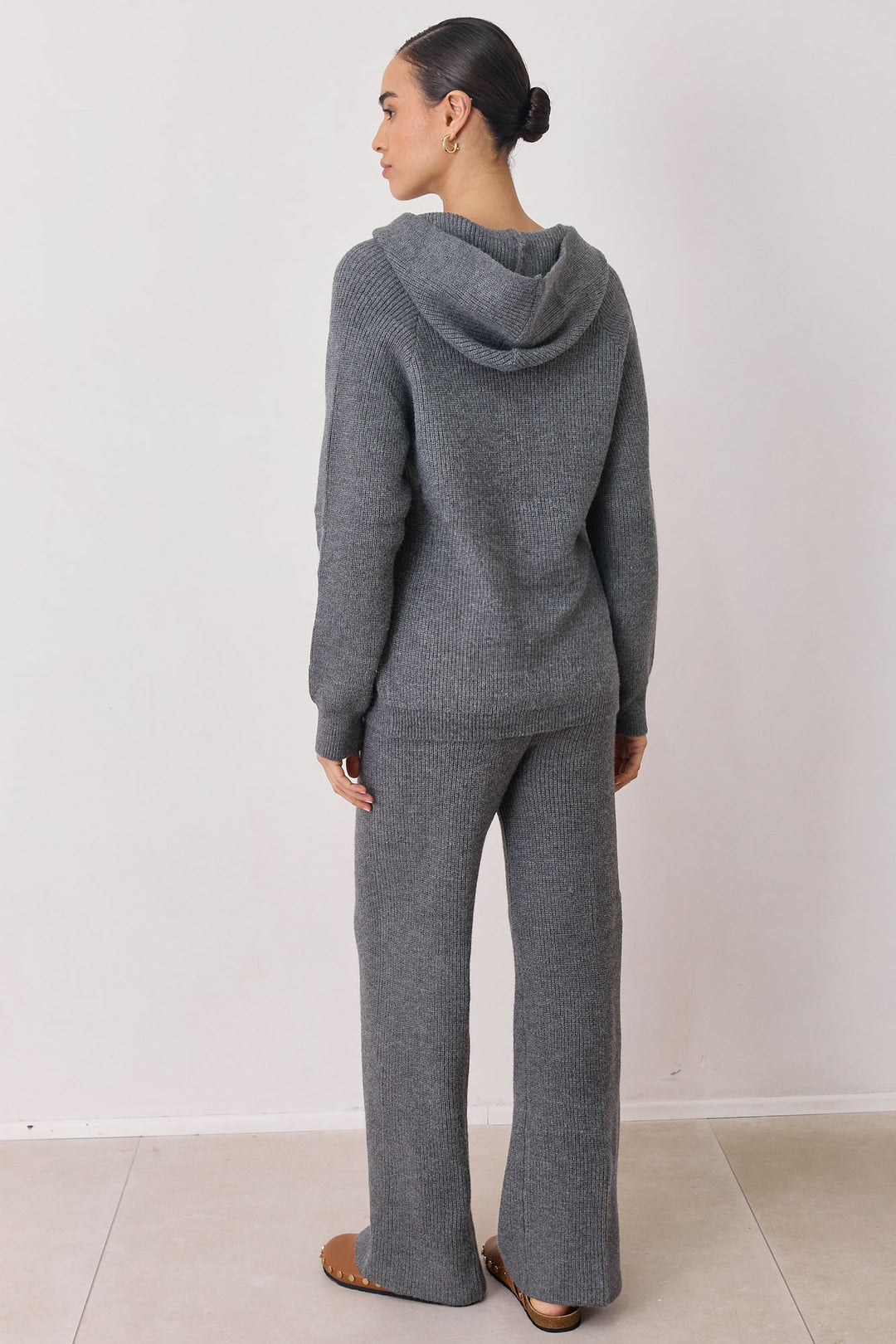 סריג קפוצ'ון קורין בשילוב רוכסן | אפור כהה