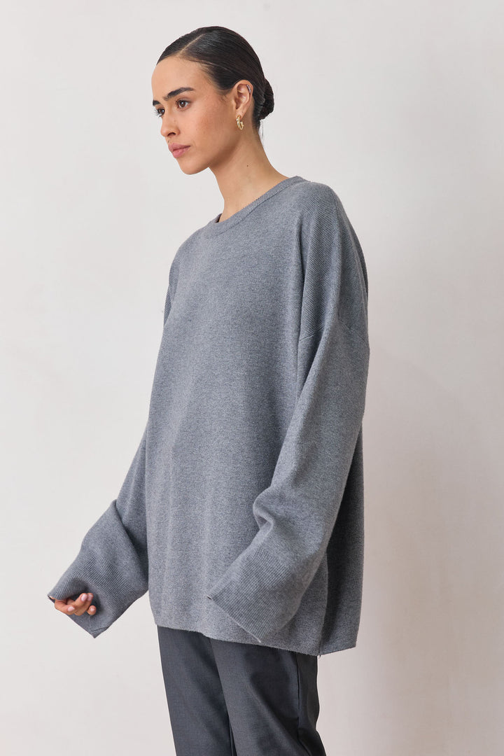 חולצת סריג וושינגטון גזרת אוברסייז | אפור