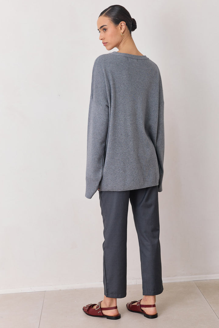 חולצת סריג וושינגטון גזרת אוברסייז | אפור