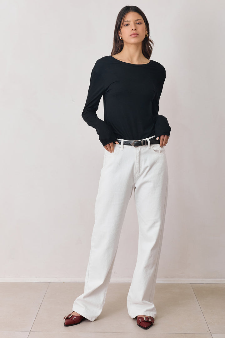 חולצת בייסיק פיי מחשוף גב | שחור