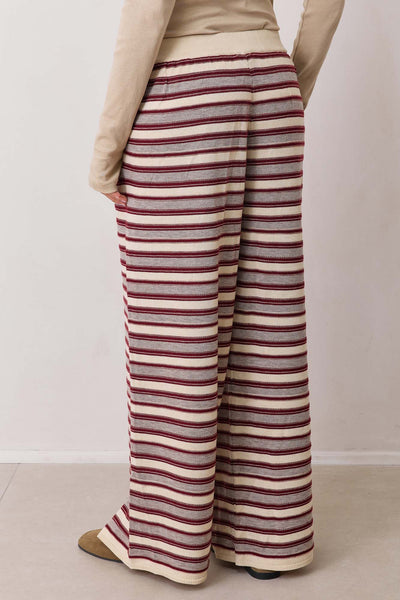 מכנסי סריג ג'ונס סטרייפס גזרה רחבה | חום