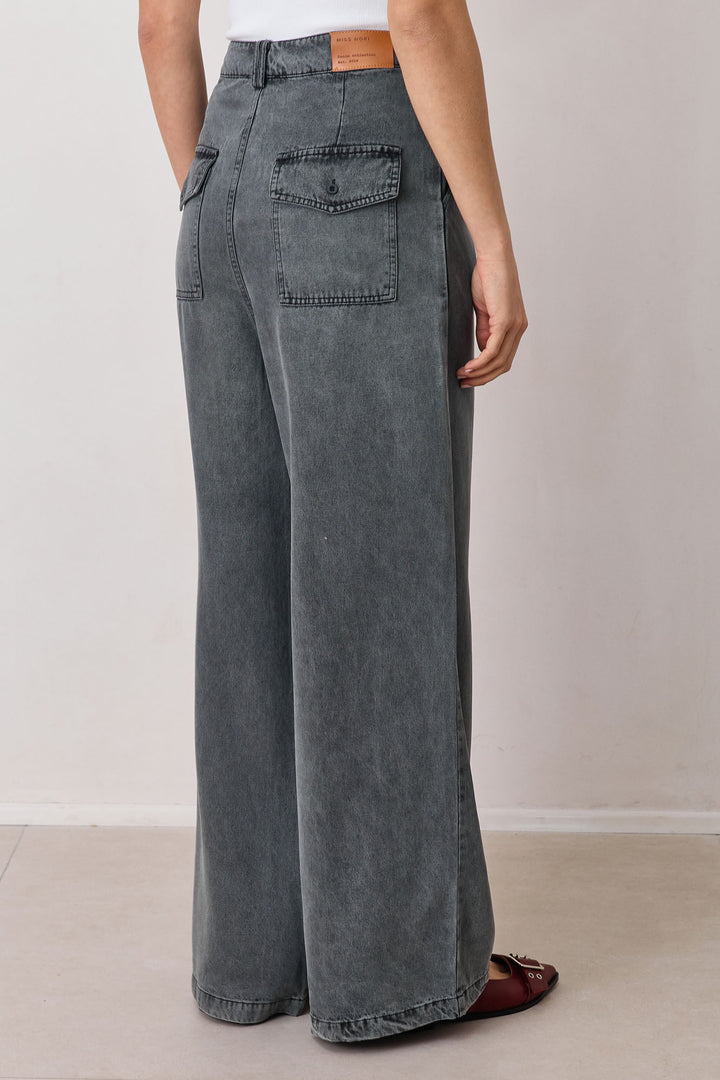 מכנסי ג'ינס אלקטרה גזרה רחבה | אפור