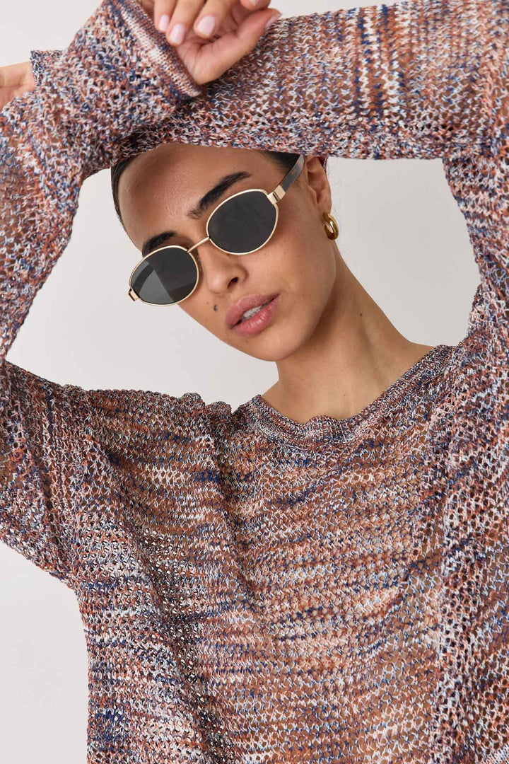 חולצת סריג אנט עם טקסטורה | צבעוני