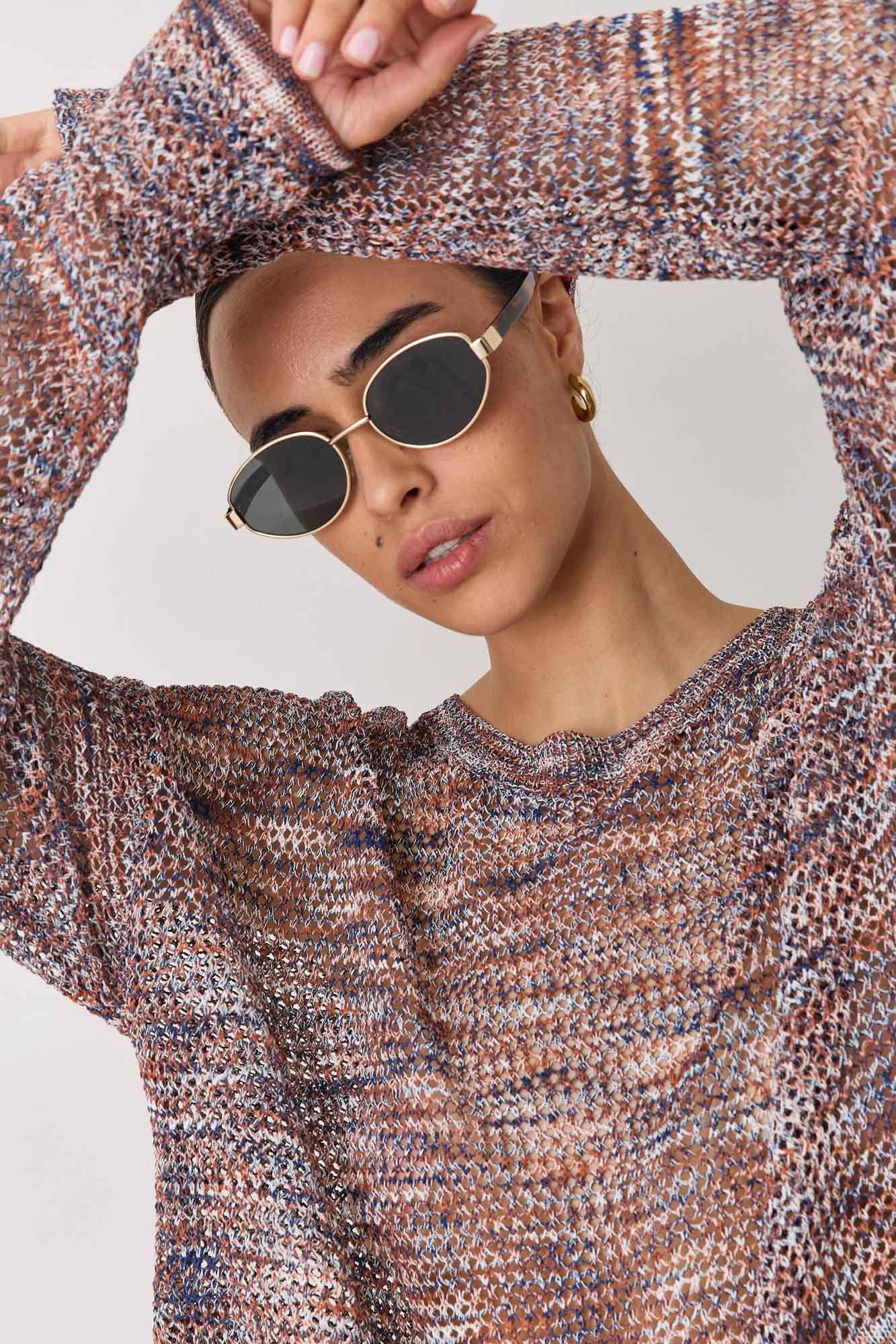 חולצת סריג אנט עם טקסטורה | צבעוני