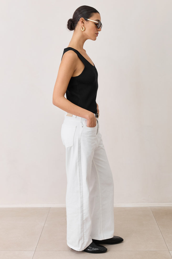 גופיית סריג בריטני פאץ' טקסטורה | שחור