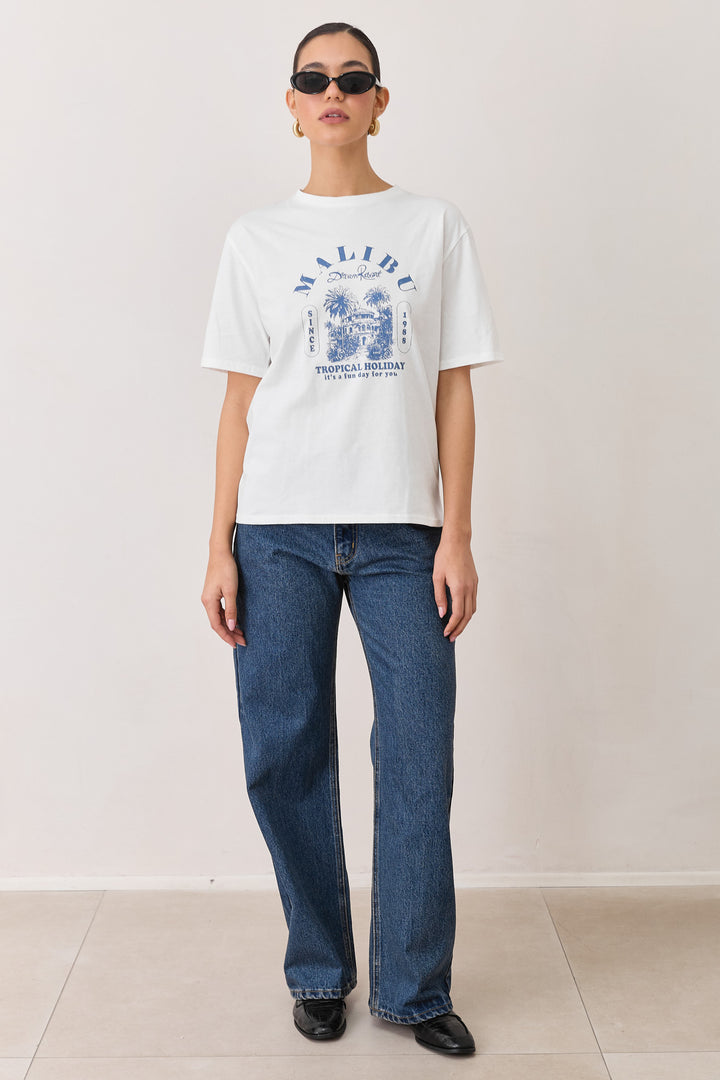 טי שירט MALIBU | לבן