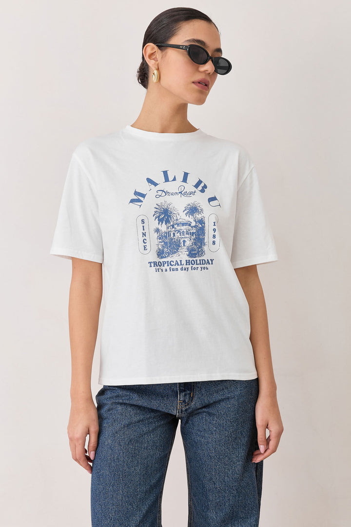 טי שירט MALIBU | לבן