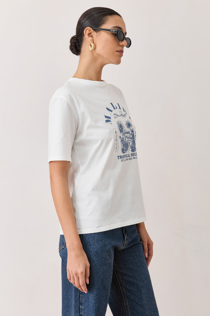 טי שירט MALIBU | לבן