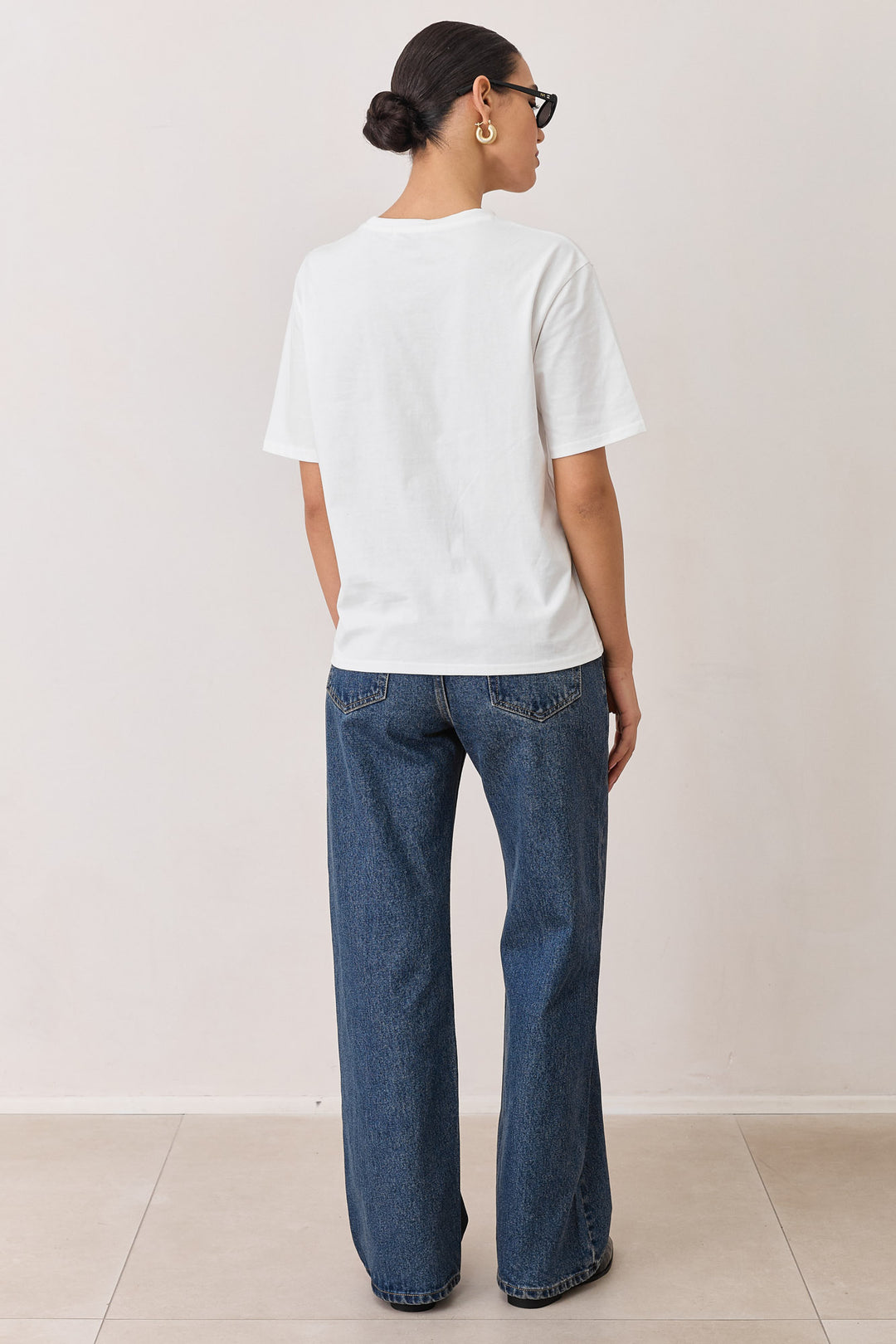 מכנסי דנים לאב גזרה ישרה | ג'ינס כהה