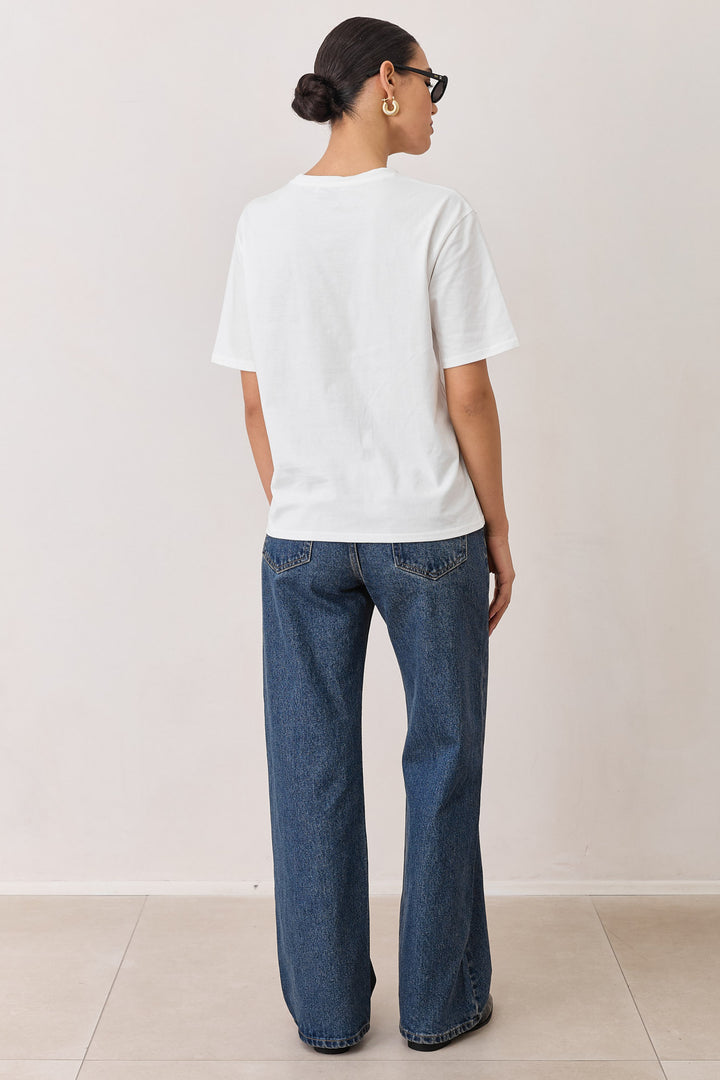 מכנסי דנים לאב גזרה ישרה | ג'ינס כהה