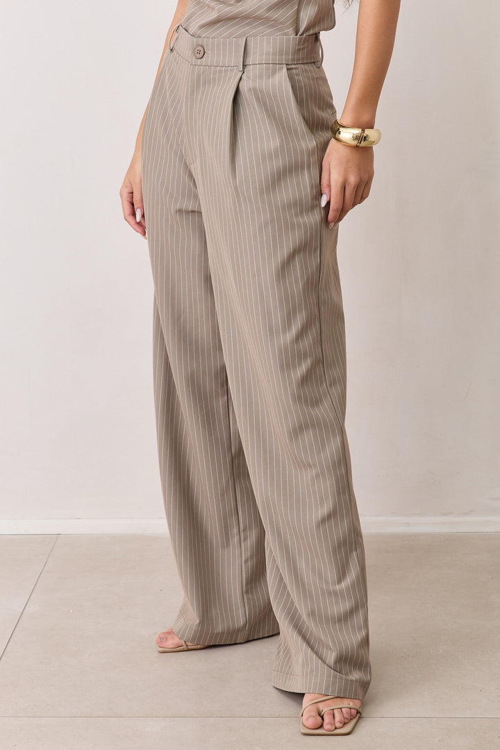 מכנסי בריג'יט סטרייפס גזרה ישרה | חאקי