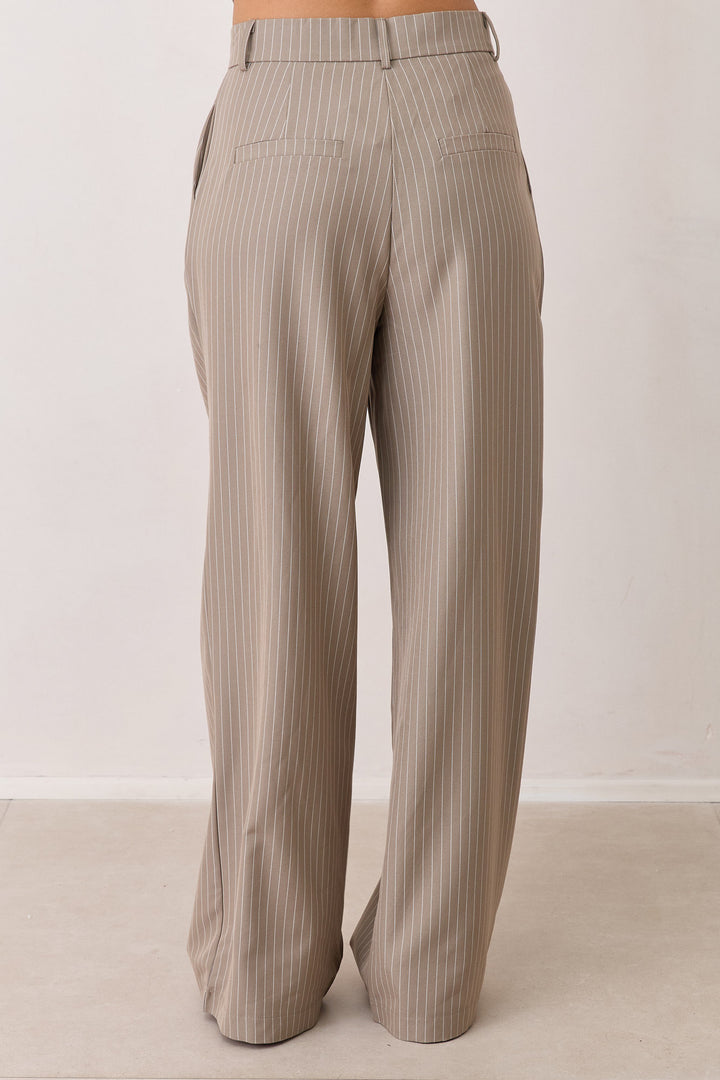 מכנסי בריג'יט סטרייפס גזרה ישרה | חאקי