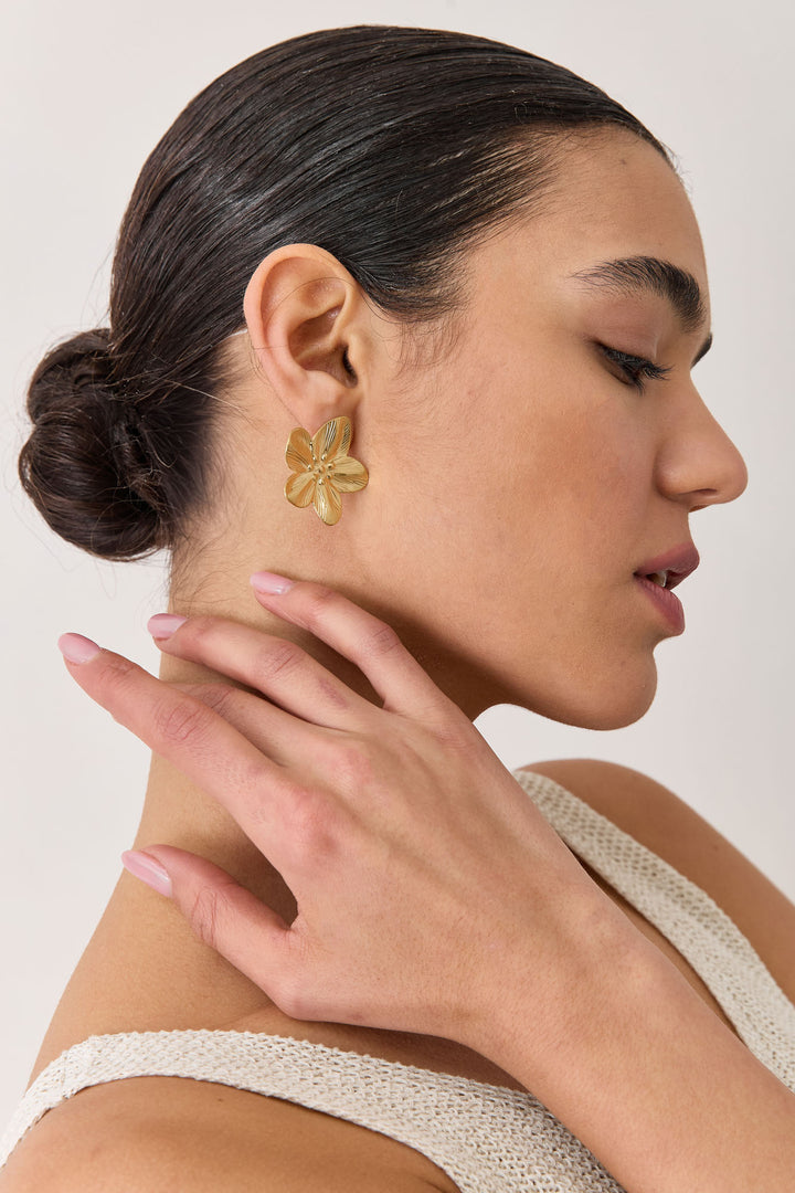 עגילי פרח סול מוזהבים