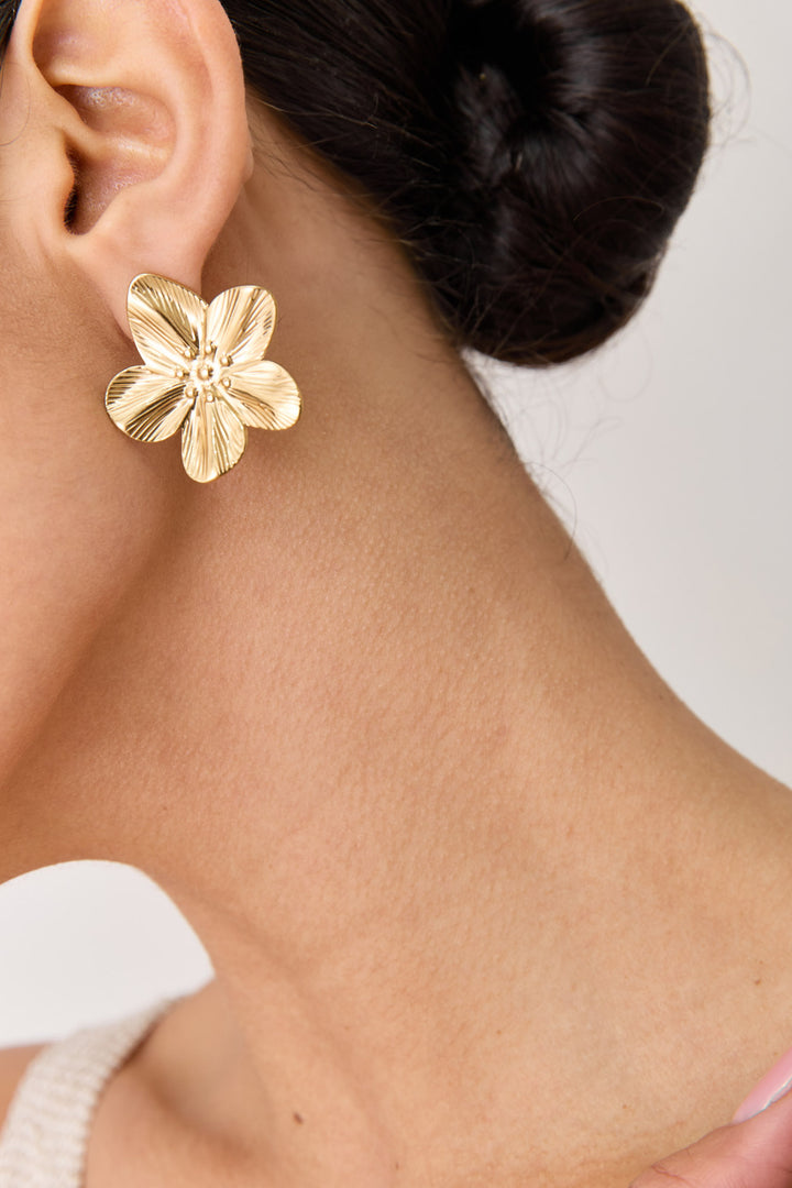 עגילי פרח סול מוזהבים