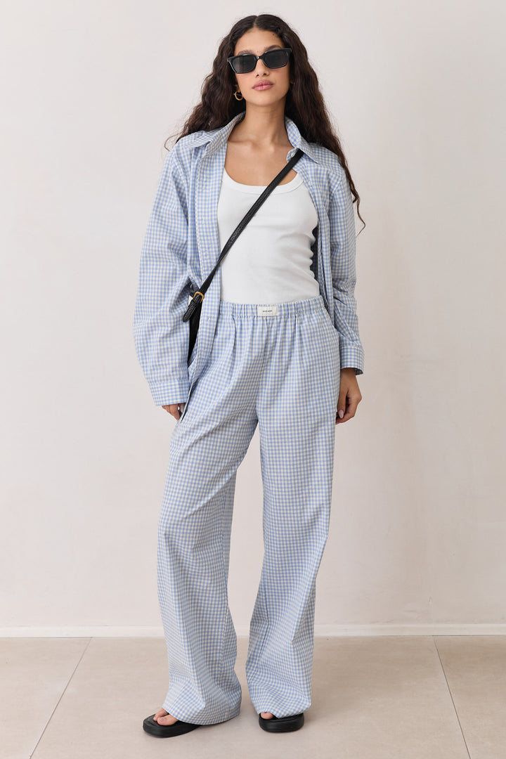 מכופתרת מדריד משבצות | כחול בהיר