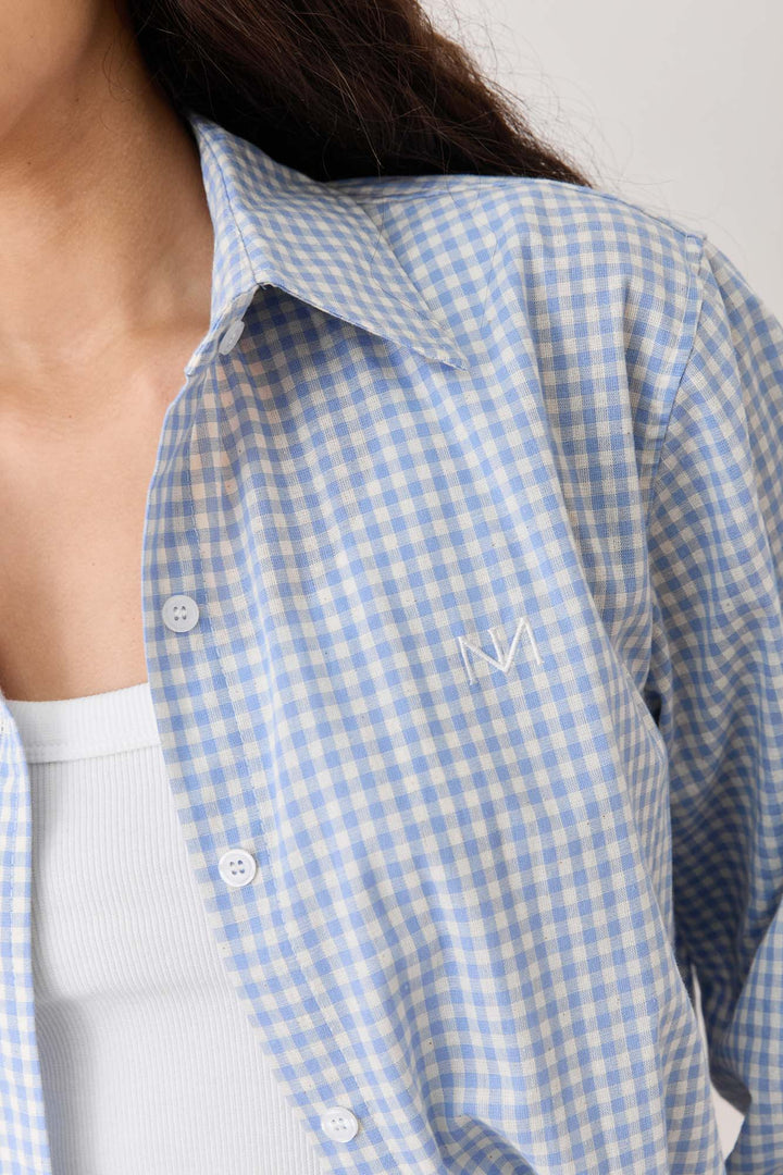 מכופתרת מדריד משבצות | כחול בהיר