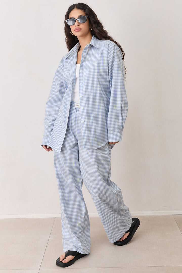 מכופתרת מדריד משבצות | כחול בהיר