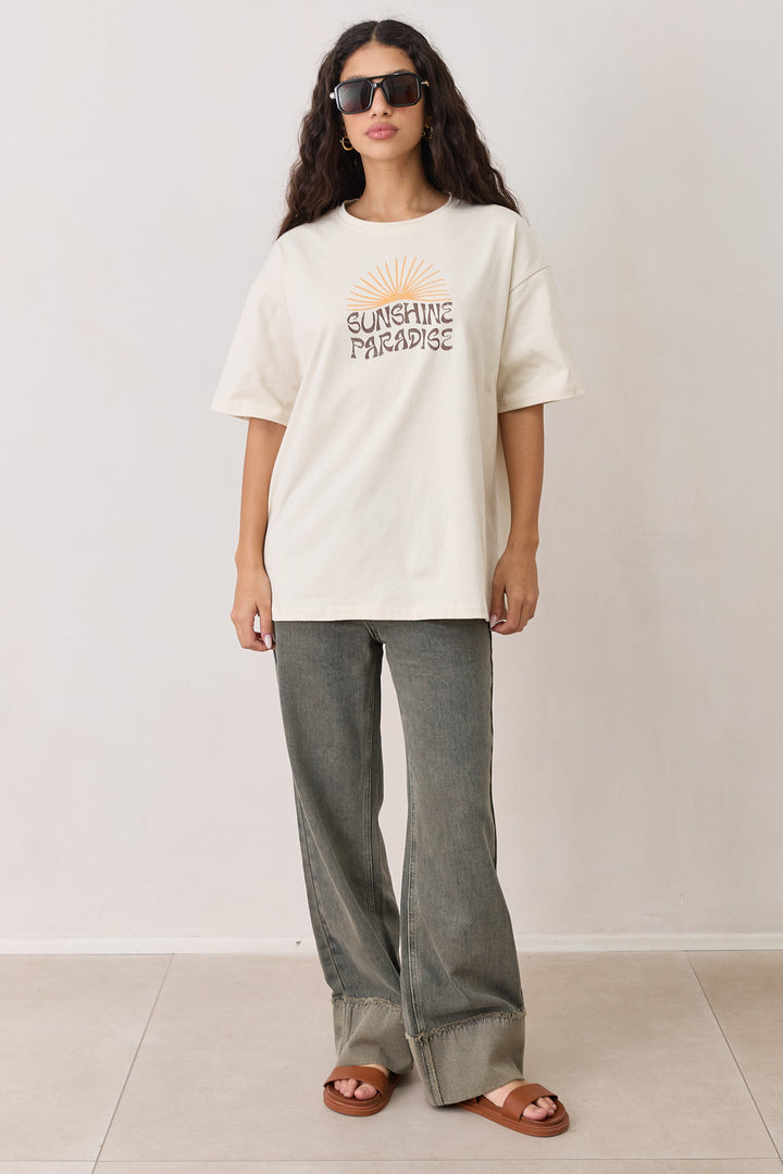 טי שירט PARADISE צווארון ניקי | בז'