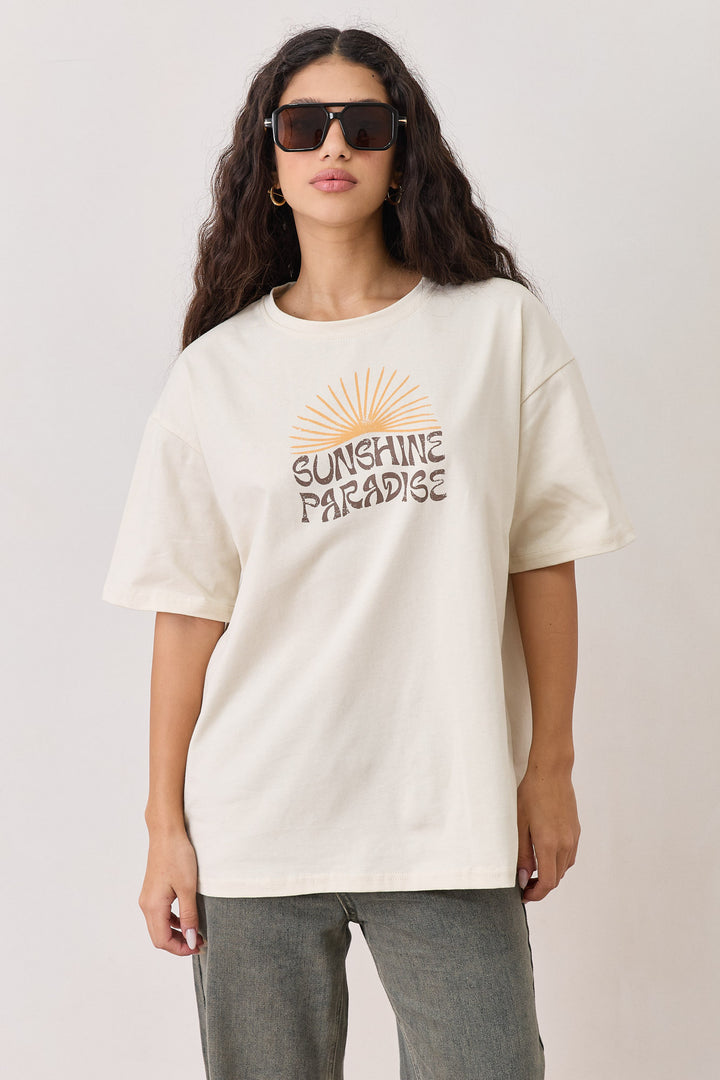 טי שירט PARADISE צווארון ניקי | בז'
