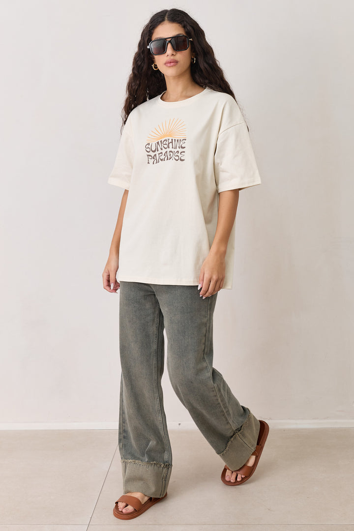 טי שירט PARADISE צווארון ניקי | בז'
