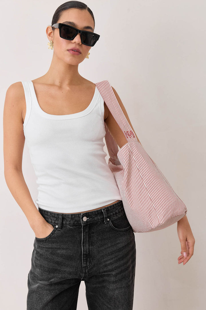 תיק צד אנני סטרייפס | אדום/לבן