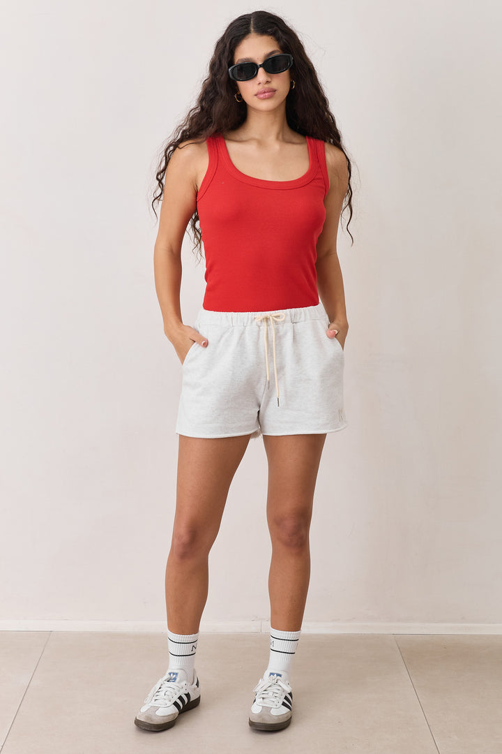 שורטס פרנץ' טרי אדל סיומת גזורה | אפור בהיר