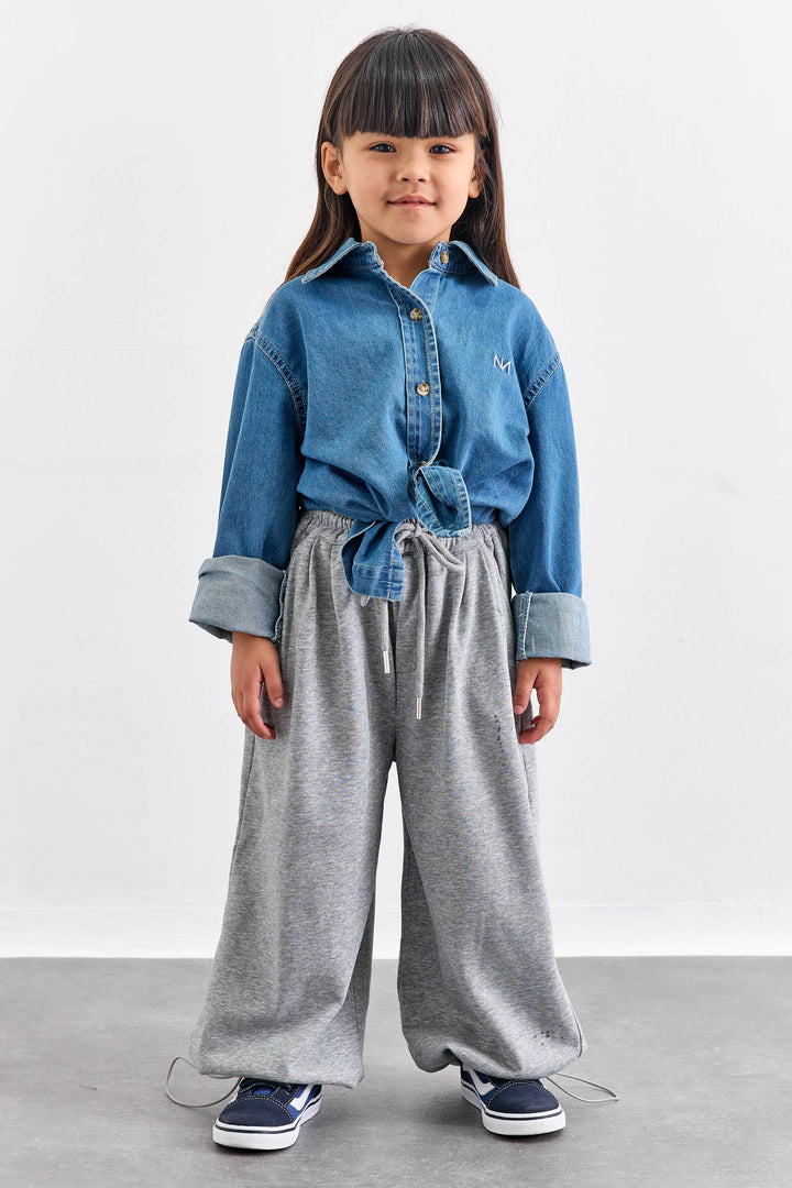 מכנסי טרנינג סיומת גומי | אפור