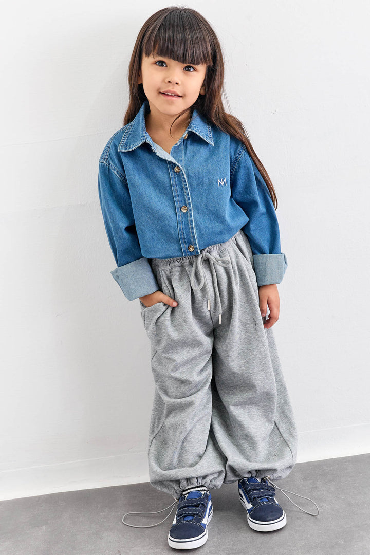 מכנסי טרנינג סיומת גומי | אפור