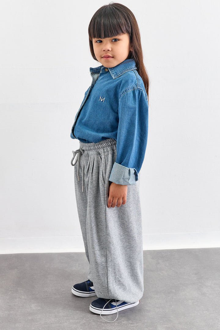 מכנסי טרנינג סיומת גומי | אפור