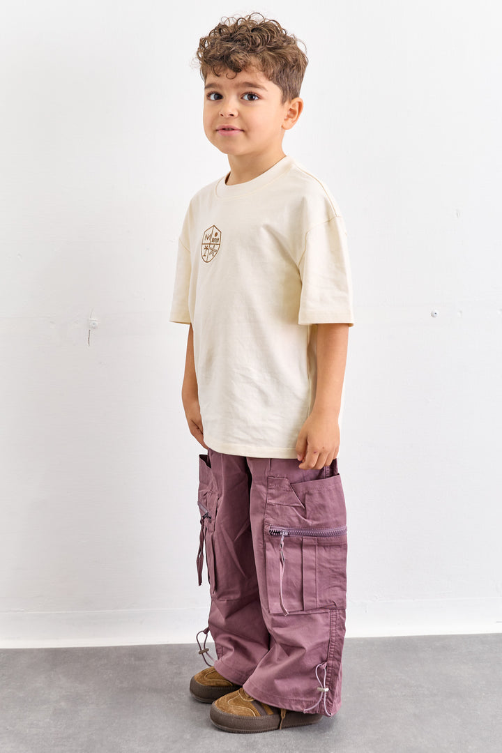 מכנסי קרגו בשילוב כיסים בסיומת גומי | סגול