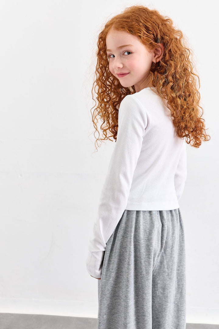 חולצת בייסיק צווארון ניקי ושרוול כפפה | לבן