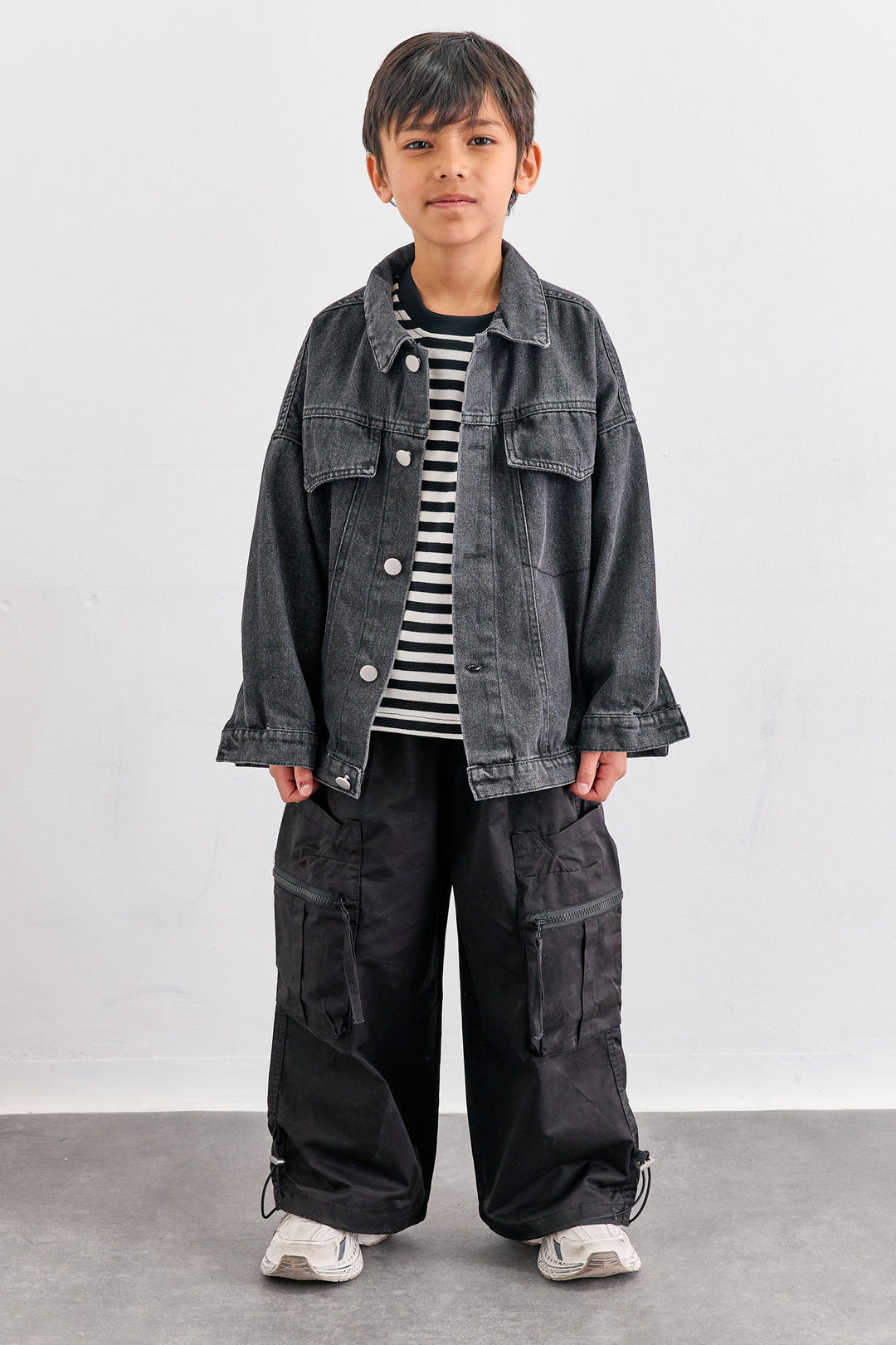 ג'קט דנים בשילוב כפתורים | שחור