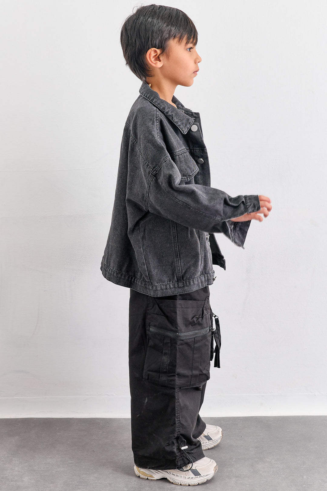 ג'קט דנים בשילוב כפתורים | שחור