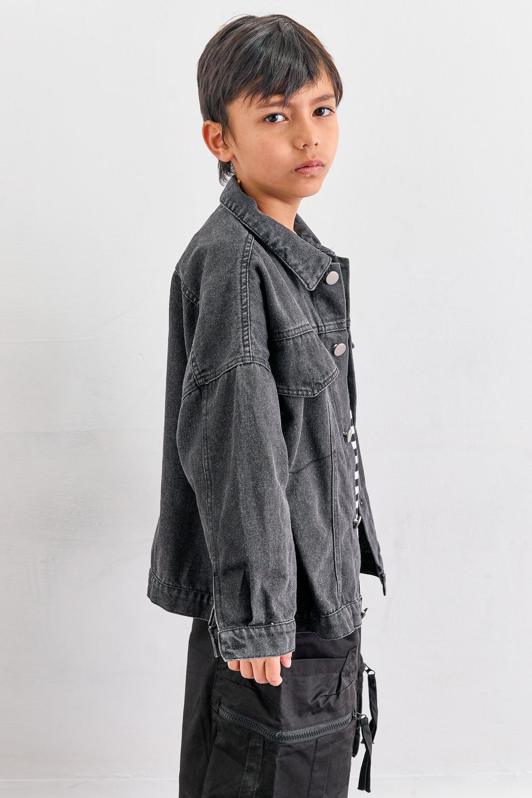 ג'קט דנים בשילוב כפתורים | שחור