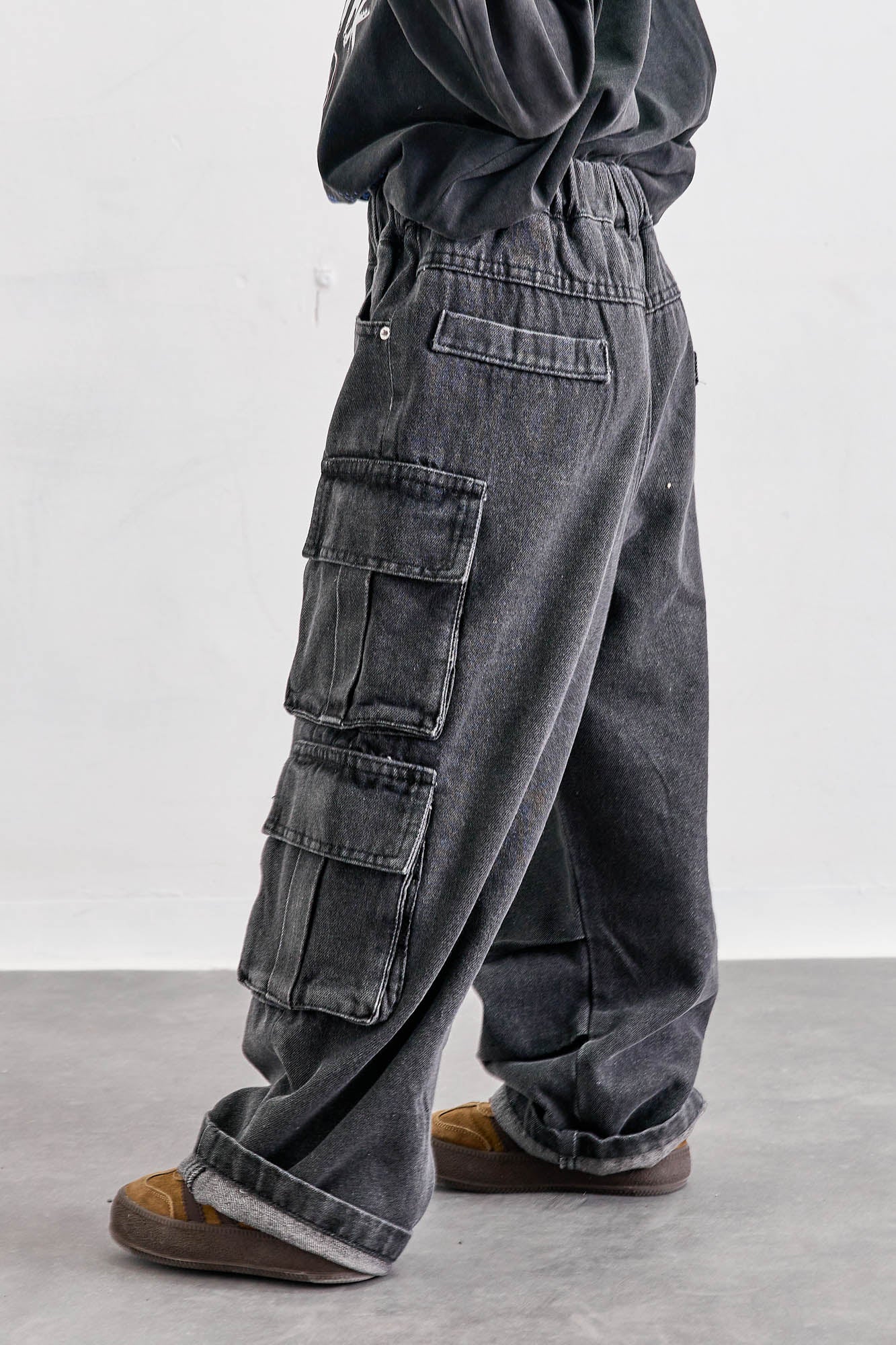 מכנסי דנים דגמ"ח עם כיסים אפור | אפור