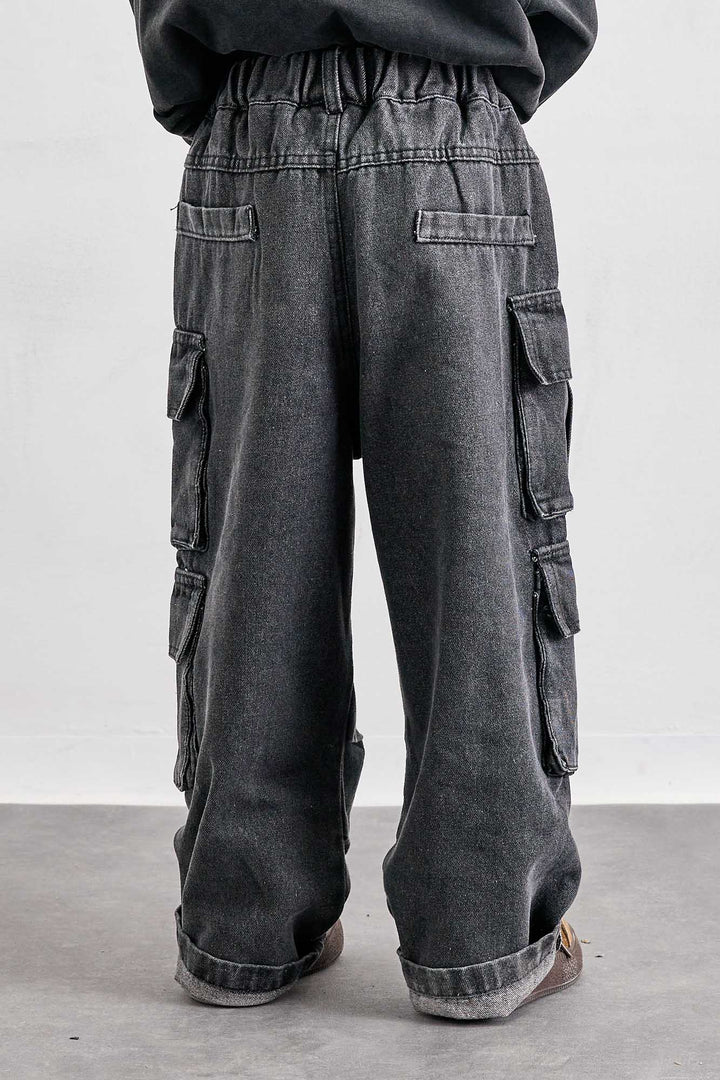 מכנסי דנים דגמ"ח עם כיסים אפור | אפור