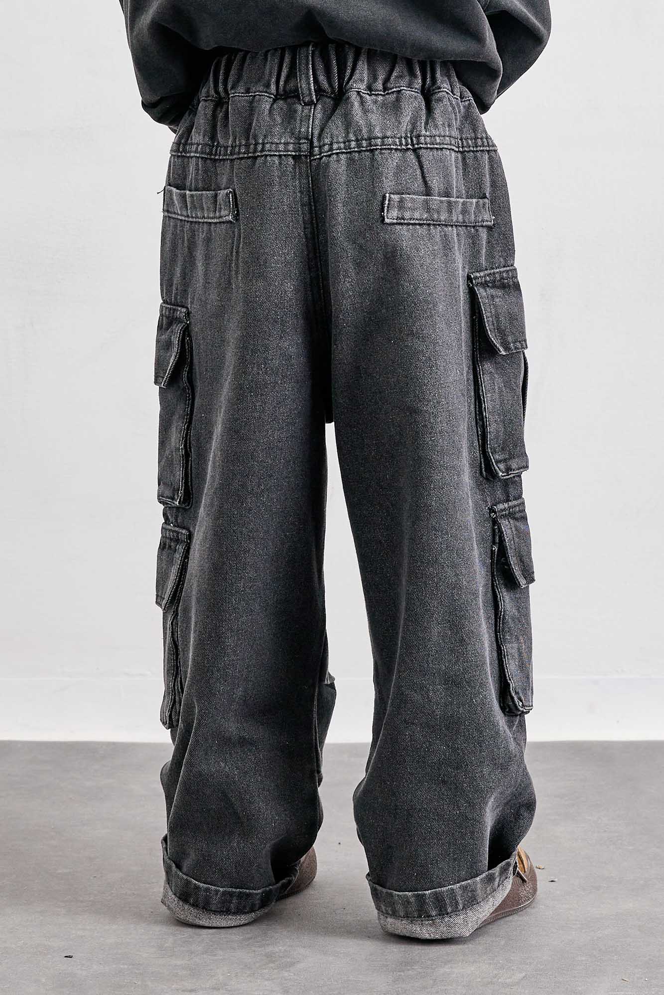 מכנסי דנים דגמ"ח עם כיסים אפור | אפור