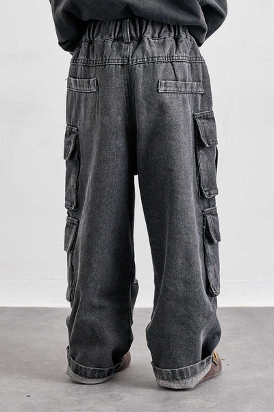 מכנסי דנים דגמ"ח עם כיסים אפור | אפור