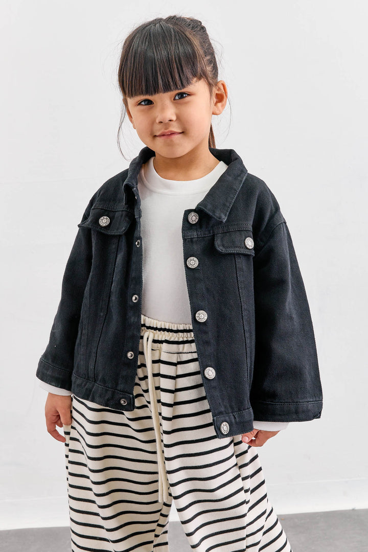 ג'קט ג'ינס כפתורים | שחור