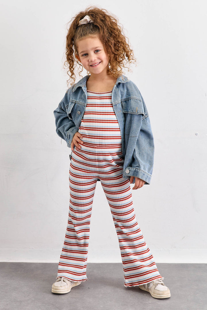 גופיית ריב פסים עם כתפיות דקות  | קרם